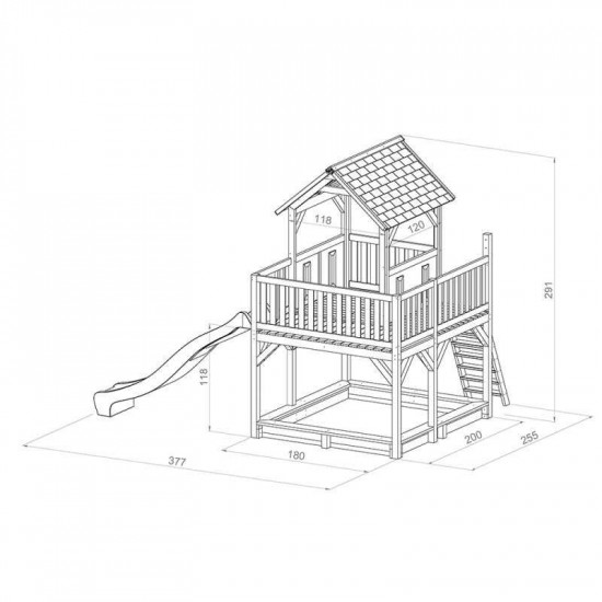 Atka Play Tower Brown/green - Green slide Atka Play Tower Brown/green - Green slide